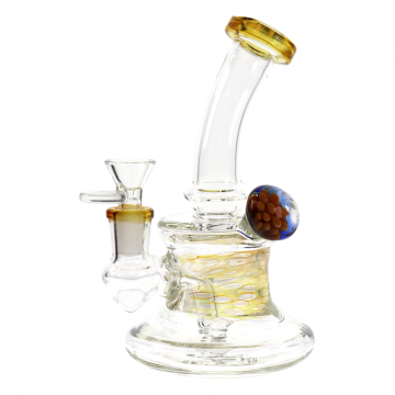 8 IN BENT NECK GOLD GLASS WATER PIPE