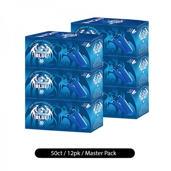 SPECIAL BLUE MIXOLOGY CREAM CHARGERS 50CT/12PK MASTER CASE (FOOD PURPOSE ONLY)
