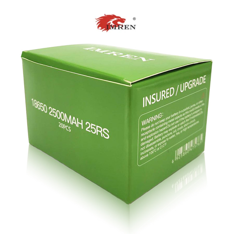 IMREN 25RS 18650 2500mAh 25A Li-ion RECHARGEABLE BATTERY 20CT/PK