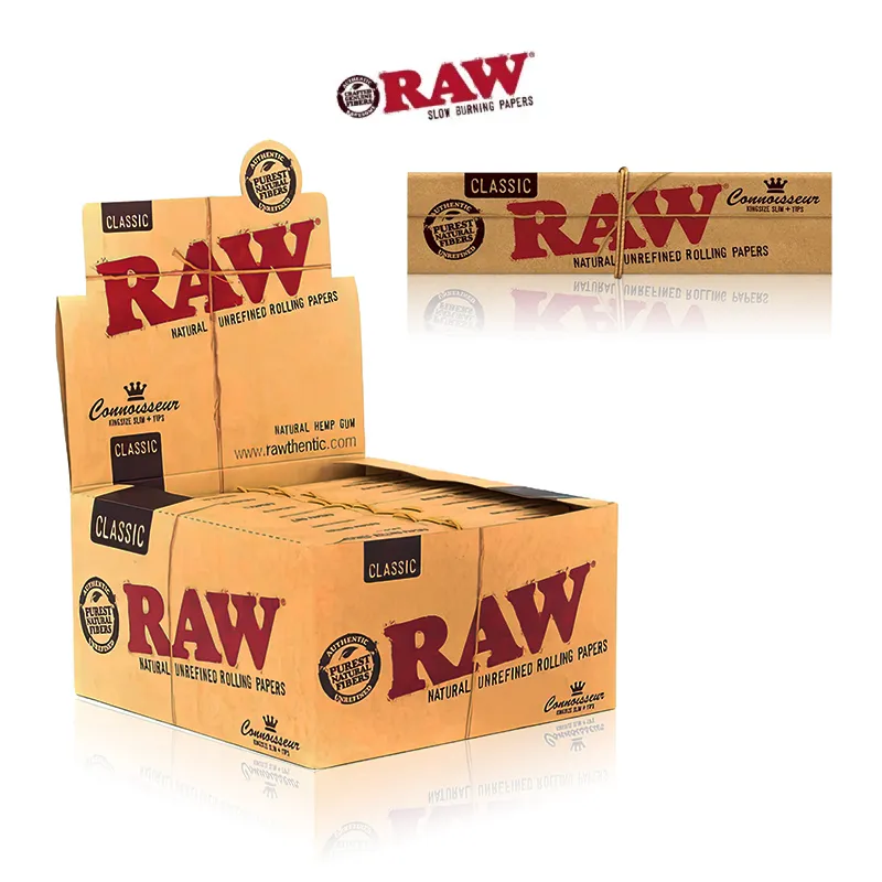 RAW CLASSIC CONNOISSEUR KING SIZE SLIM PAPERS + TIPS 32CT/24PK