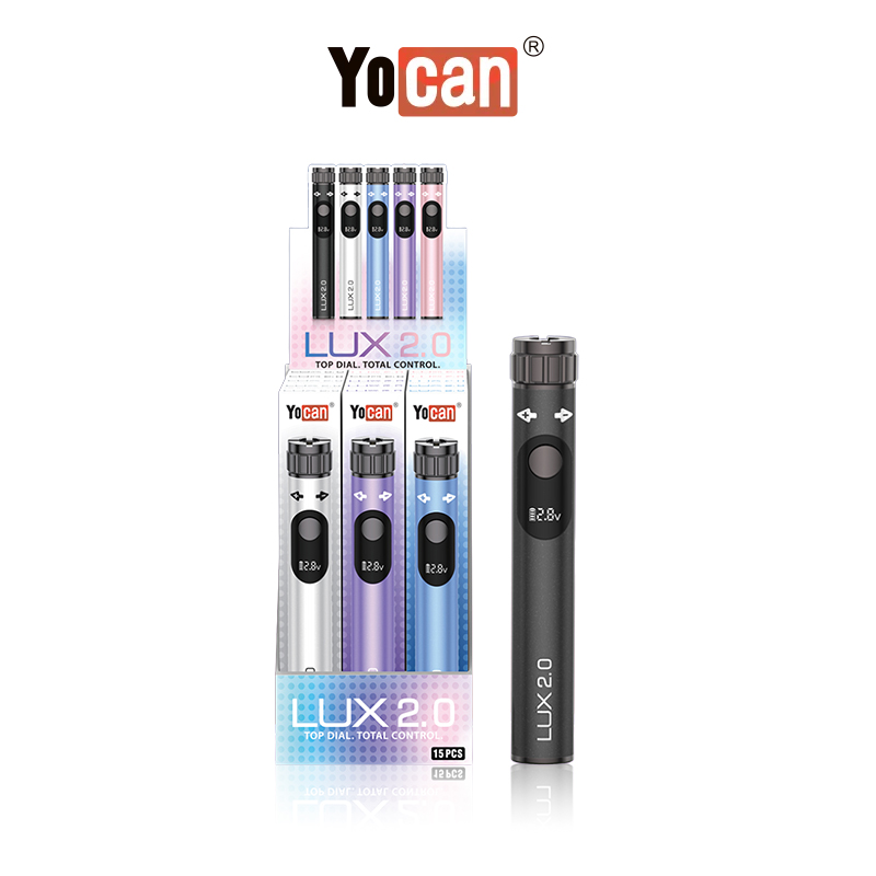 YOCAN LUX 2.0 CART VAPE BATTERY DISPLAY PACK 15CT/DISPLAY - MIX COLOR
